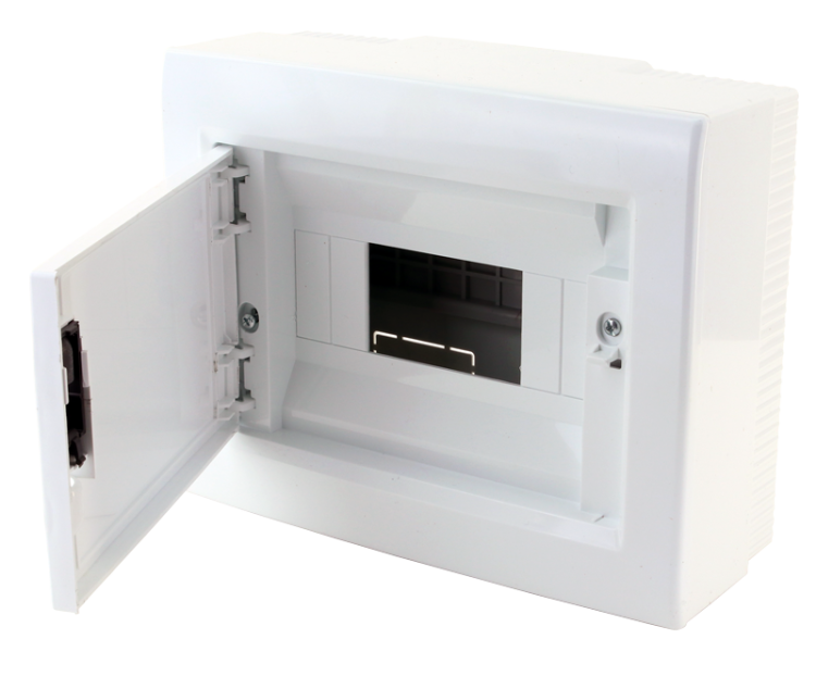 Rozdzielnica natynkowa z białymi płaskimi drzwiami, plastik 1×8 (8) modul, IP40, (H×W×D=195×240×90mm) EDFKSN-8/1 Tracon Electric