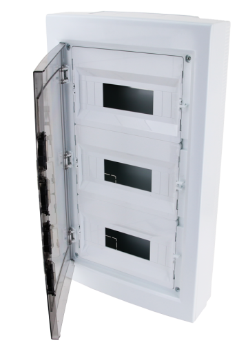Rozdzielnica natynkowa z dymnymi płaskimi drzwiami, plastik 3×12 (36) modul, IP40, (H×W×D=570×330×100mm) EDFKS-12/3 Tracon Electric