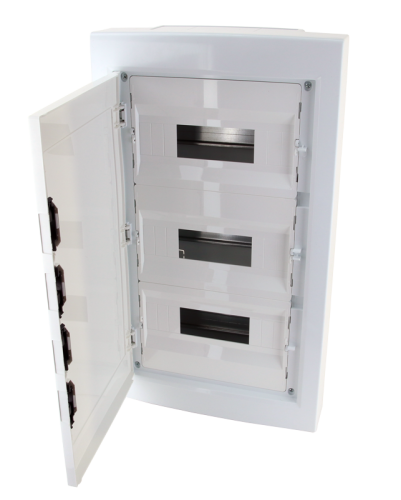Rozdzielnica natynkowa z białymi płaskimi drzwiami, plastik 3×12 (36) modul, IP40, (H×W×D=570×330×100mm) EDFKSN-12/3 Tracon Electric