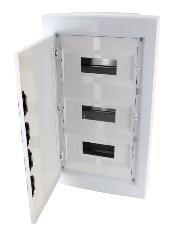 Rozdzielnica natynkowa z białymi płaskimi drzwiami, plastik 3×12 (36) modul, IP40, (H×W×D=570×330×100mm) EDFKSN-12/3 Tracon Electric