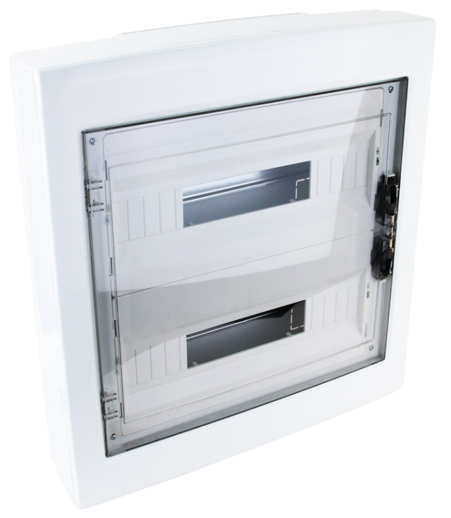 Rozdzielnica natynkowa z dymnymi płaskimi drzwiami, plastik 2×18 (36) modul, IP40, (H×W×D=505×464×100mm) EDFKS-18/2 Tracon Electric