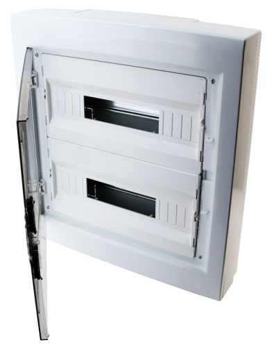 Rozdzielnica natynkowa z dymnymi płaskimi drzwiami, plastik 2×18 (36) modul, IP40, (H×W×D=505×464×100mm) EDFKS-18/2 Tracon Electric