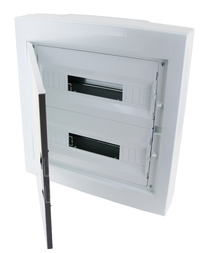 Rozdzielnica natynkowa z białymi płaskimi drzwiami, plastik 2×18 (36) modul, IP40, (H×W×D=505×464×100mm) EDFKSN-18/2 Tracon Electric