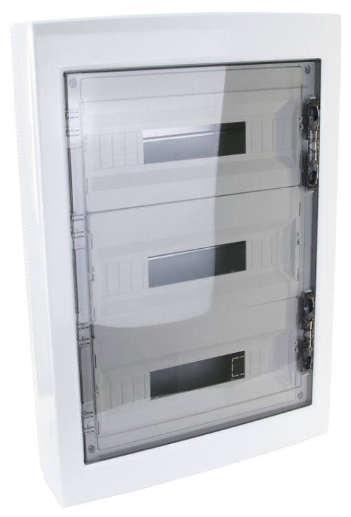 Rozdzielnica natynkowa z dymnymi płaskimi drzwiami, plastik 3×18 (54) modul, IP40, (H×W×D=670×464×120mm) EDFKS-18/3 Tracon Electric
