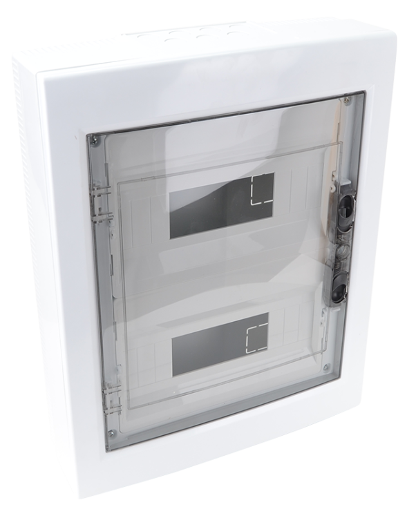 Rozdzielnica natynkowa z dymnymi płaskimi drzwiami,szyna N/P 2×12 (24) modul, IP40, (H×W×D=415×330×100mm) EDFKS-12/2 Tracon Electric