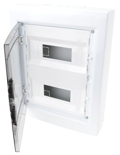 Rozdzielnica natynkowa z dymnymi płaskimi drzwiami,szyna N/P 2×12 (24) modul, IP40, (H×W×D=415×330×100mm) EDFKS-12/2 Tracon Electric