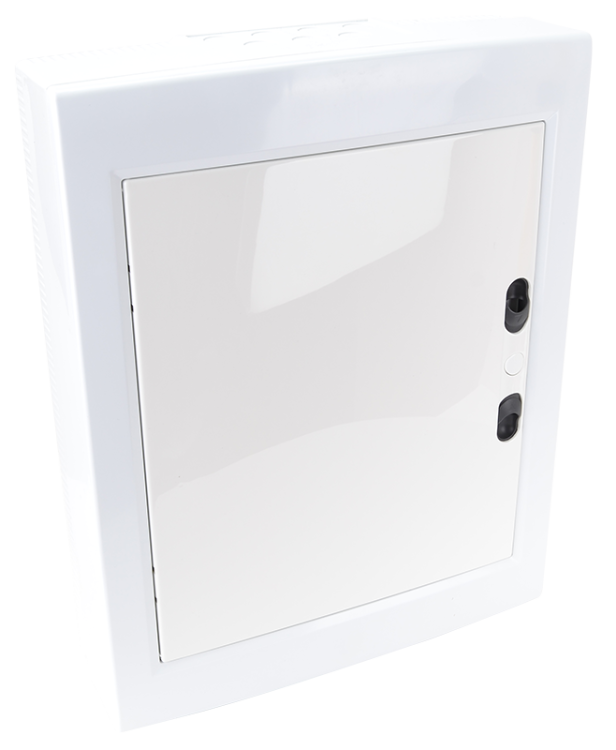 Rozdzielnica natynkowa z białymi płaskimi drzwiami, szyna N/ 2×12 (24) modul, IP40, (H×W×D=415×330×100mm) EDFKSN-12/2 Tracon Electric