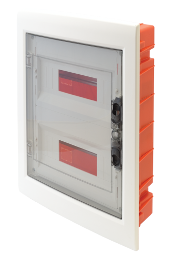 Rozdzielnica podtynkowa, dymne drzwi płaskie,szyna N/PE 2×12 (24) modul, IP40, (H×W×D=395×305×85mm) EDSS-12/2 Tracon Electric