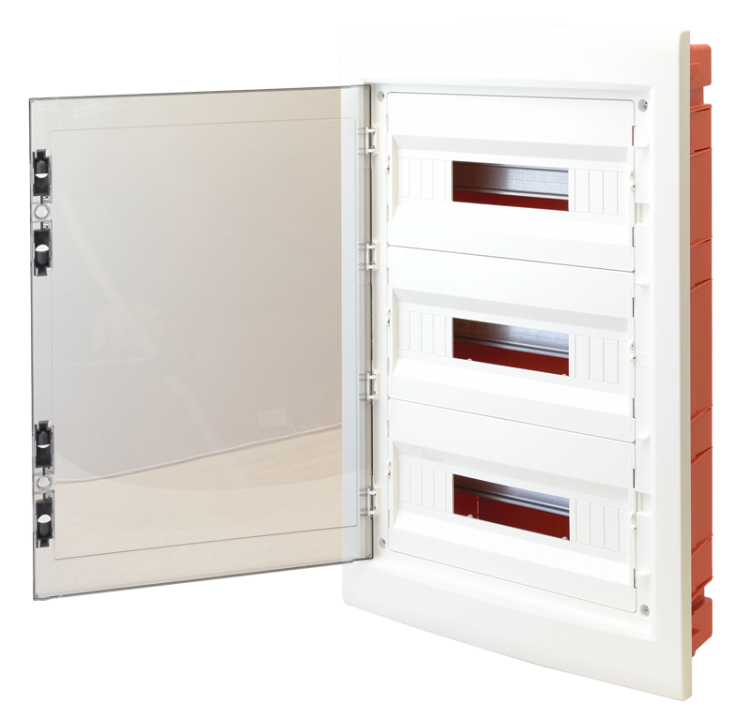 Rozdzielnica podtynkowa, dymne drzwi płaskie 3×18 (54) modul, IP40, (H×W×D=655×440×90mm) EDSS-18/3 Tracon Electric
