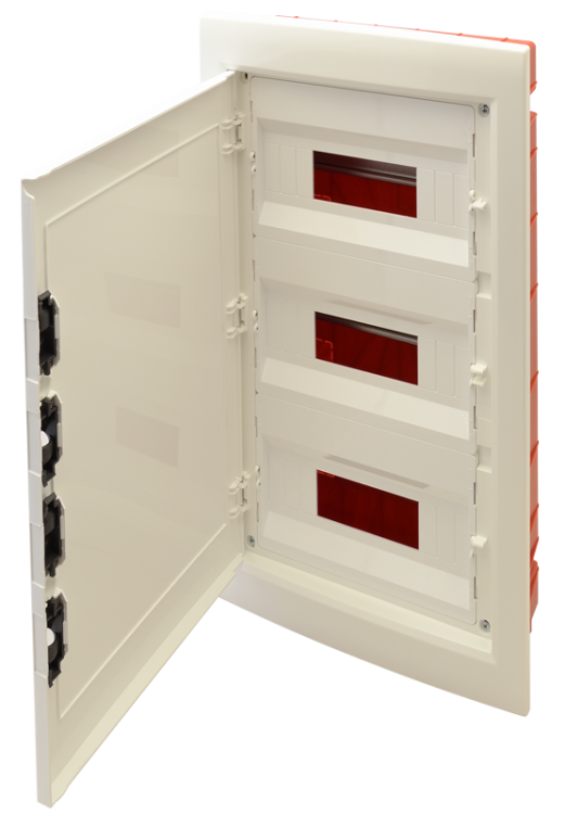 Rozdzielnica podtynkowa, białe drzwi płaskie, szyna N/PE 3×12 (36) modul, IP40, (H×W×D=545×305×85mm) EDSSN-12/3 Tracon Electric