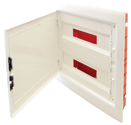 Rozdzielnica podtynkowa, białe drzwi płaskie 2×18 (36) modul, IP40, (H×W×D=480×440×90 mm) EDSSN-18/2 Tracon Electric