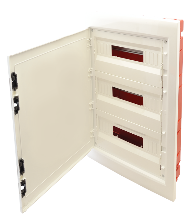 Rozdzielnica podtynkowa, białe drzwi płaskie 3×18 (54) modul, IP40, (H×W×D=655×440×90 mm) EDSSN-18/3 Tracon Electric