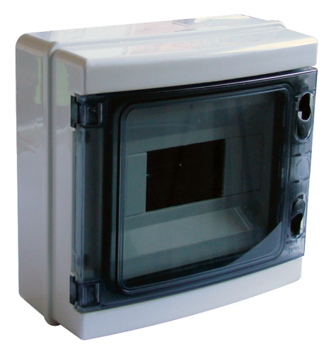 Rozdzielnica natynkowa przeźroczyste drzwi, szyna N/PE 1×8 mod, H×W×D=210×215×100mm, IP65, 660V AC, 1000 V DC EDFKIP65-8/1 Tracon Electric
