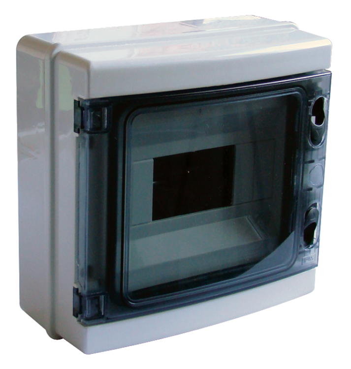 Rozdzielnica natynkowa przeźroczyste drzwi, szyna N/PE 1×8 mod, H×W×D=210×215×100mm, IP65, 660V AC, 1000 V DC EDFKIP65-8/1 Tracon Electric