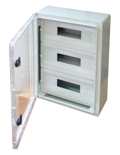 Rozdzielnica plastikowa maskowana, drzwi przeźroczyste 3x22mod, HxWxD=600x500x220mm, IP65, IK10, 1000V AC/DC TME605022MT Tracon Electric