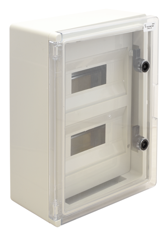 Rozdzielnica plastikowa maskowana drzwi przeźroczyste 2x12 mod, HxWxD=400x300x165mm, IP65, IK10, 1000V AC/DC TME403017MT Tracon Electric