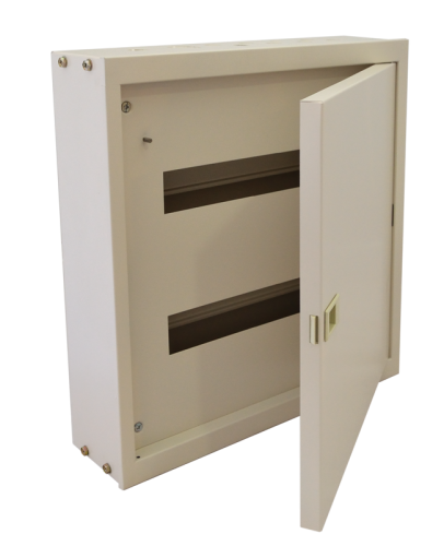 Rozdzielnica natynkowa maskowana, stal, biała (RAL9016) 2×16 mod, H×W×D=455×445×110mm, IP42, RAL1013 EDFKF-16/2 Tracon Electric