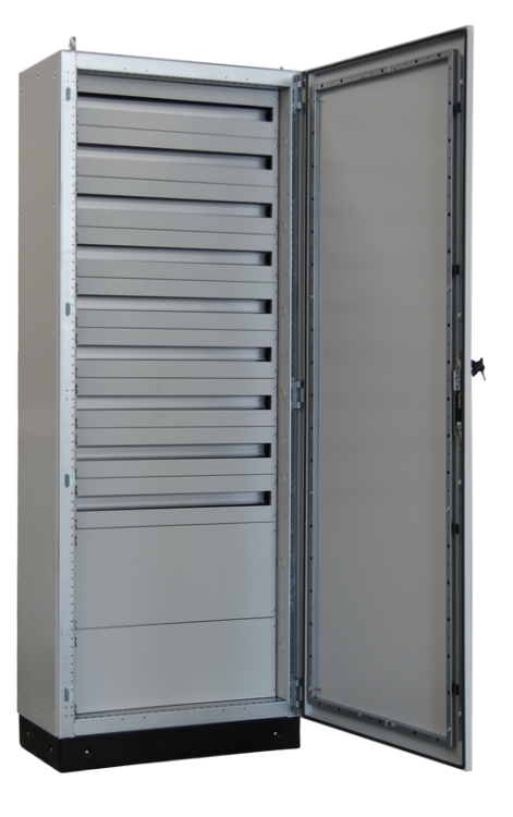 Modułowa rozdzielnica, metalowe drzwi, szyny DIN-RAIL W×L×H=800×2100×400/324M (9×36) + szer.lap 1×150, 1×200, IP54 TGEFM8021040M Tracon Electric