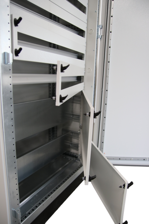 Modułowa rozdzielnica, metalowe drzwi, szyny DIN-RAIL W×L×H=800×2100×400/324M (9×36) + szer.lap 1×150, 1×200, IP54 TGEFM8021040M Tracon Electric