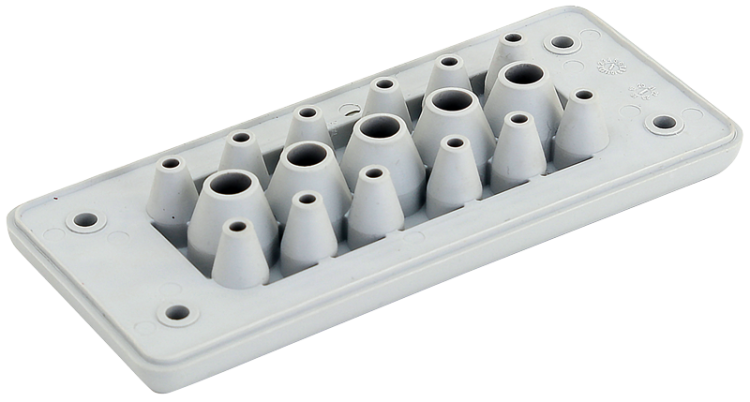 Przepust kablowy gumowy do rozdzielnic, do 17szt kabli 127×56×19mm, IP65 EKBV-16 Tracon Electric