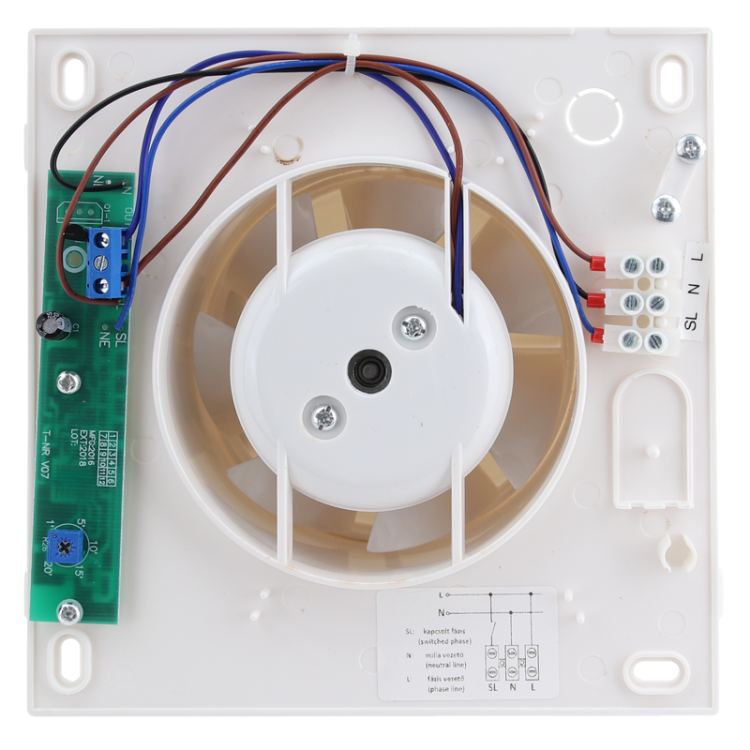 Wentylator łazienkowy, łożysko, timer 230 VAC, 15W, 80 m3/h, 33 dB,100 mm VF100-BT Tracon Electric