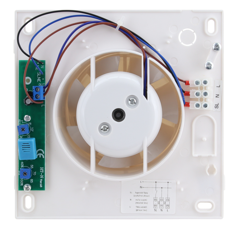 Wentylator łazienkowy, łożysko, timer, klapka zwr+wilg 230 VAC, 15W, 80 m3/h, 33 dB,100 mm VF100-BTSH Tracon Electric