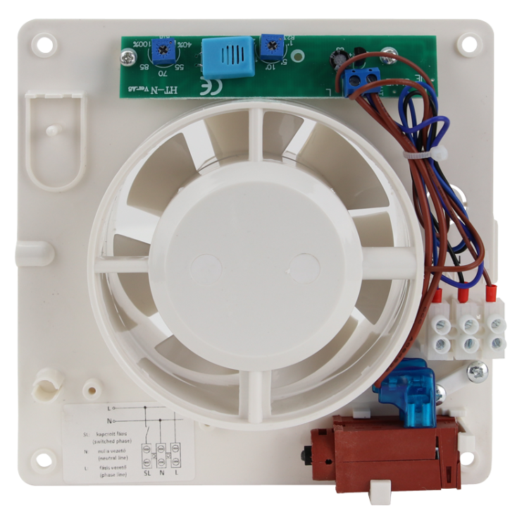 Wentylator łazienkowy z żaluzją, łożysko+timer+wilg 230 VAC, 15W, 80 m3/h, 33 dB,100 mm VFM100-BTH Tracon Electric