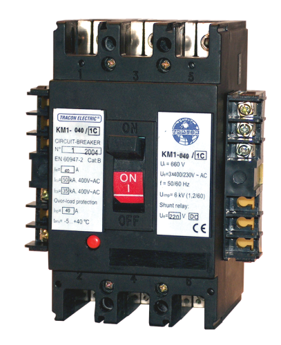 Wyłącznik kompaktowy 230V AC z wyłacznikem podnapięciowym 3×230/400V, 50Hz, 140A, 50kA, 1×CO KM3-140/2 Tracon Electric