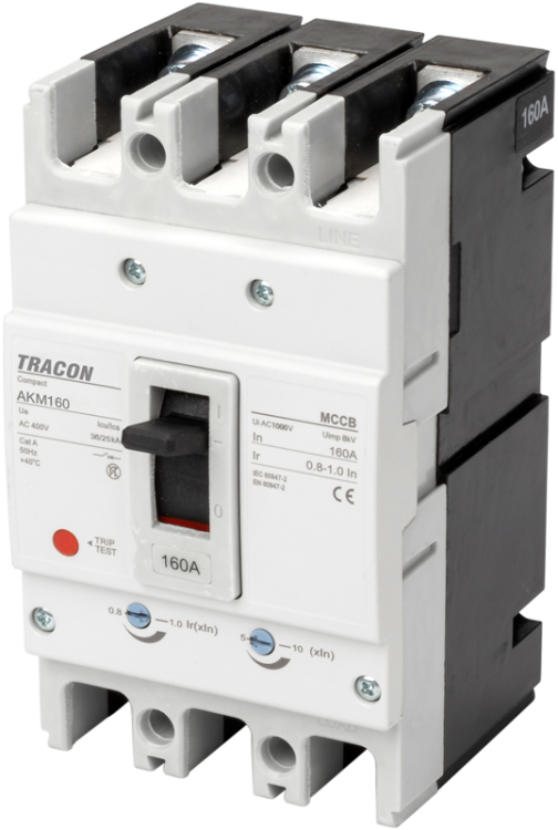 Wyłącznik kompaktowy 3P,20A,Ir=(0,8-1,0)In, 400/415V, 50/60Hz, Icu=36kA, Ics=25kA AKM1-20 Tracon Electric