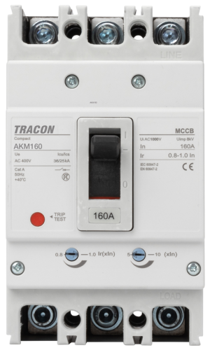 Wyłącznik kompaktowy 3P,125A,Ir=(0,8-1,0)In,400/415V, 50/60Hz, Icu=36kA, Ics=25kA AKM1-125 Tracon Electric