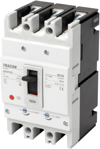 Wyłącznik kompaktowy 3P,160A,Ir=(0,8-1,0)In,400/415V, 50/60Hz, Icu=36kA, Ics=25kA AKM1-160 Tracon Electric