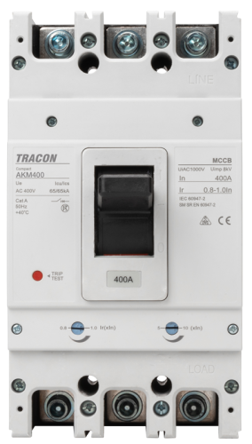 Wyłącznik kompaktowy 3P,400A,Ir=(0,8-1,0)In,400/415V, 50/60Hz, Icu=50kA, Ics=35kA AKM3-400 Tracon Electric