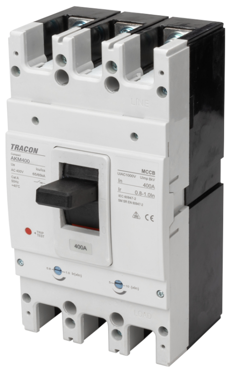 Wyłącznik kompaktowy 3P,630A,Ir=(0,8-1,0)In,400/415V, 50/60Hz, Icu=50kA, Ics=35kA AKM4-630 Tracon Electric