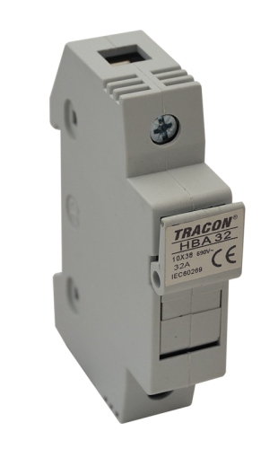 Modułowa podstawa bezpieczników cylindrycznych 32A, 10x38mm; Un=230V/400V HBA-1P-32 Tracon Electric