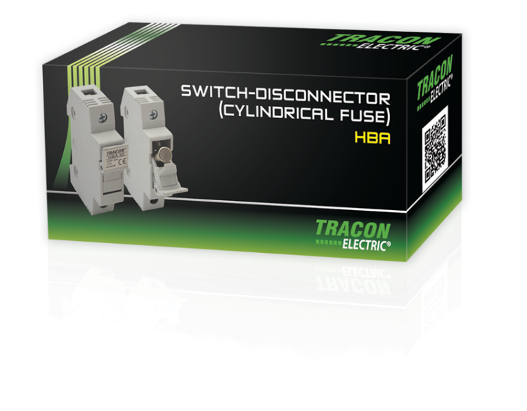 Modułowa podstawa bezpieczników cylindrycznych 32A, 10x38mm; Un=230V/400V HBA-1P-32 Tracon Electric