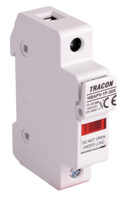 Modułowa podstawa bezpieczników cylindrycznych, PV 30 A, 10×38, Un=1000 VDC, DC-20B, IP20 HBAPV-1P-30X Tracon Electric