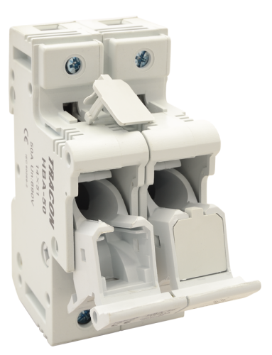Modułowa podstawa bezpieczników cylindrycznych 50A, 14x51mm; Un=230V/400V HBA-2P-50 Tracon Electric