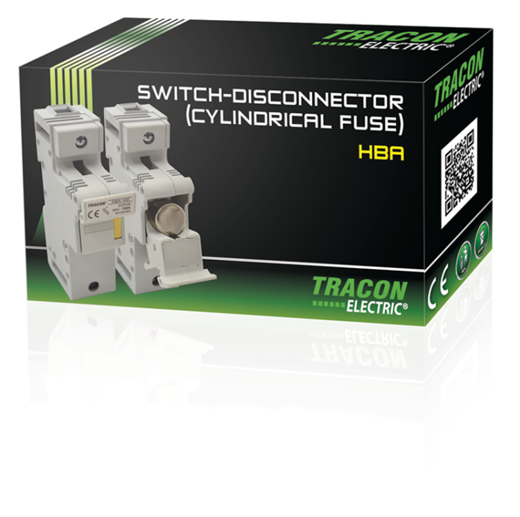 Modułowa podstawa bezpieczników cylindrycznych 100A, 22x58mm; Un=230V/400V HBA-1P-100 Tracon Electric