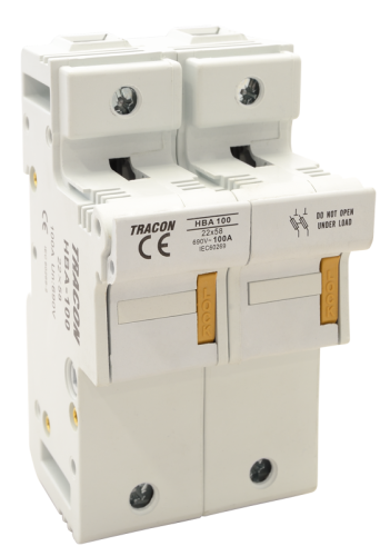 Modułowa podstawa bezpieczników cylindrycznych 100A; 22x58mm; Un=230V/400V HBA-2P-100 Tracon Electric