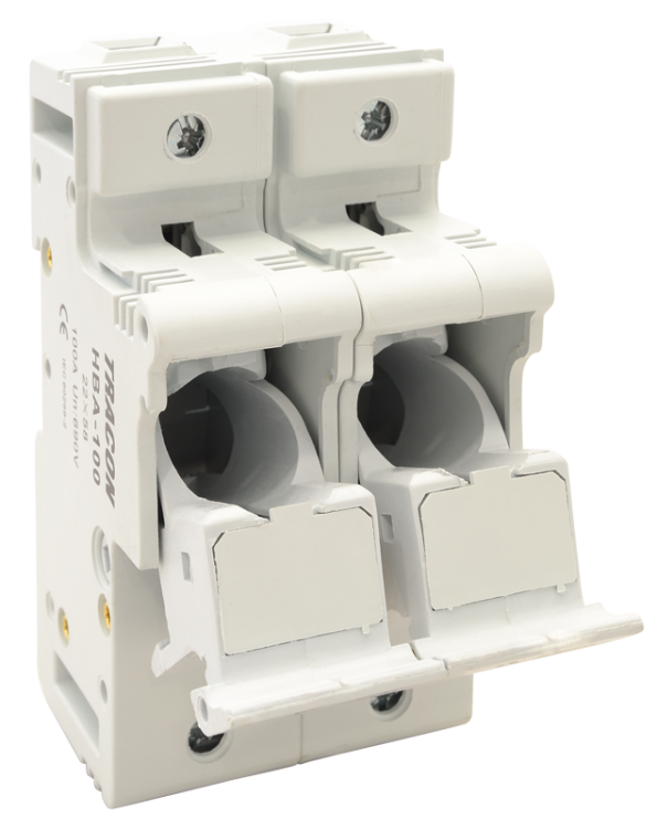 Modułowa podstawa bezpieczników cylindrycznych 100A; 22x58mm; Un=230V/400V HBA-2P-100 Tracon Electric