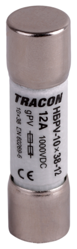 Bezpiecznik cylindryczny PV gPV, 12A,1000VDC,10kA,10x38 HBPV-10X38-12 Tracon Electric
