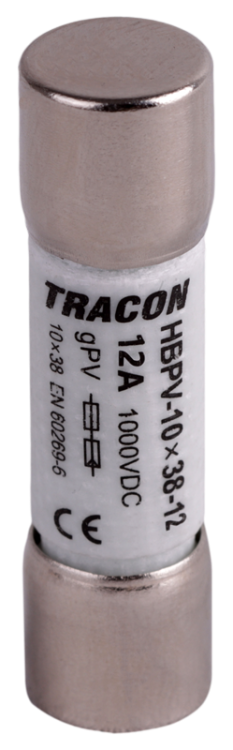 Bezpiecznik cylindryczny PV gPV, 12A,1000VDC,10kA,10x38 HBPV-10X38-12 Tracon Electric
