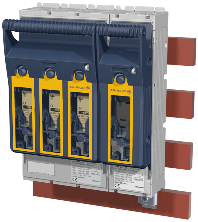 Rozłącznik skrzynkowy 4-bieg., 690VAC, 440VDC, 250A, 4P, NH1 KETO-1-4/60/AU/F Tracon Electric