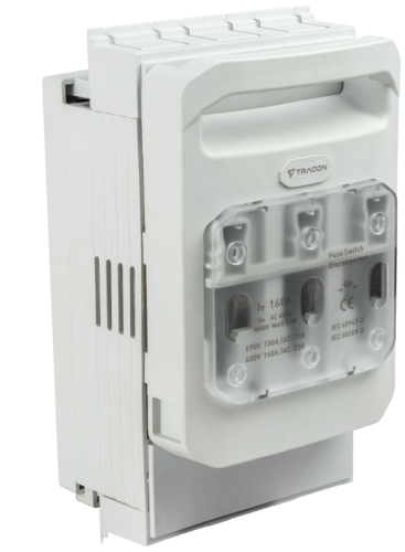 Rozłącznik bezp. do płyty montażowej, poziomy, zacisk płaski AC400V, 160A, AC 690V, 100A, 3P, NH00 DSH00-3 Tracon Electric