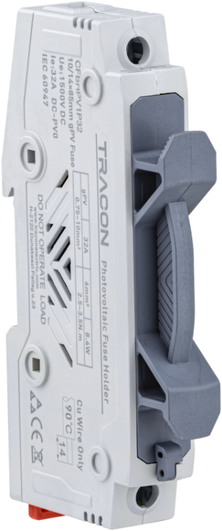 Rozłącznik do bezpiecznika cylindrycznego, PV 32A, 10×85, Un=1500VDC, DC-PV0, 20 kA, IP20, 1P CFBHPV1P32 Tracon Electric
