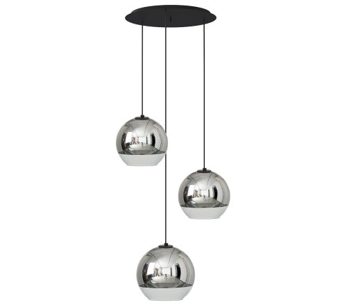 Lampa sufitowa wisząca Industrialna Loft GLOBE PLUS III 7607 NOWODVORSKI Lighting 3xE27 nowoczesna oświetleniowa żyrandol szkło metalizowane kule chrom Inspiracje Premium