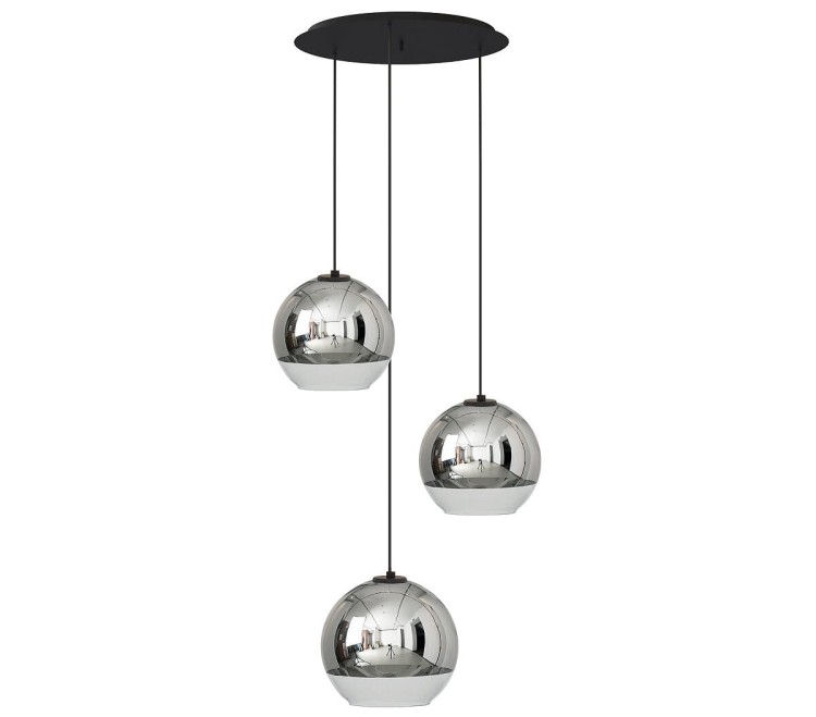 Lampa sufitowa wisząca Industrialna Loft GLOBE PLUS III 7607 NOWODVORSKI Lighting 3xE27 nowoczesna oświetleniowa żyrandol szkło metalizowane kule chrom Inspiracje Premium