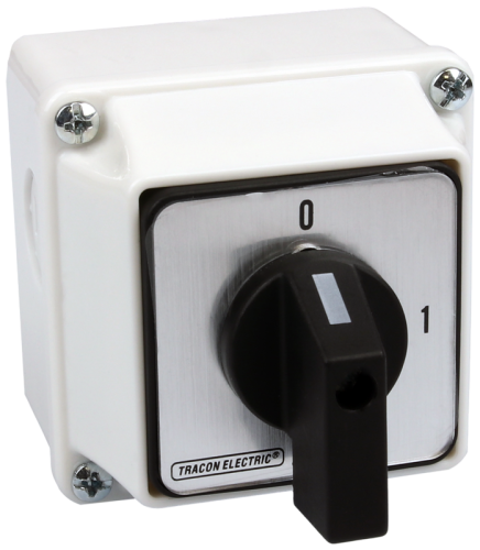 Przełącznik krzywkowy z obudową, WŁ-WYŁ 400V, 50Hz, 20A, 2P, 5,5kW, 48×48mm, 90°, IP65 TK-209/2T65 Tracon Electric