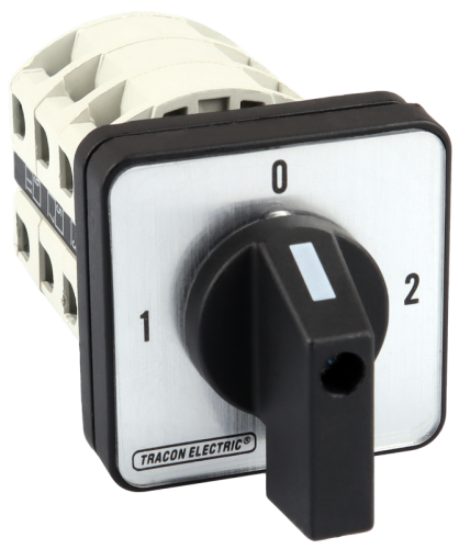Przełącznik wyboru bez obudowy, 1-0-2 400V, 50Hz, 25A, 2×3P, 7,5kW, 48×48mm, 90° TKV-259/3 Tracon Electric
