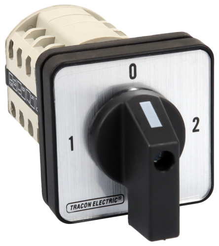 Przełącznik wyboru bez obudowy, 1-0-2 400V, 50Hz, 160A, 2×4P, 37kW, 88×88mm, 90° TKV-169/4 Tracon Electric